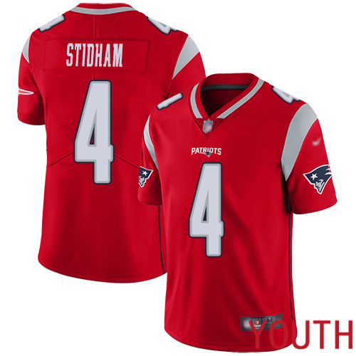 New England Patriots Limited Red Youth #4 Jarrett Stidham NFL Jersey Inverted Legend->youth nfl jersey->Youth Jersey